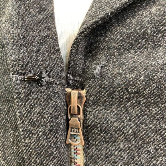 Vtg Anthropologie Burning Torch Wool Zip Blazer Coat S Brown Jacket Academia Y2K - Picture 7 of 15